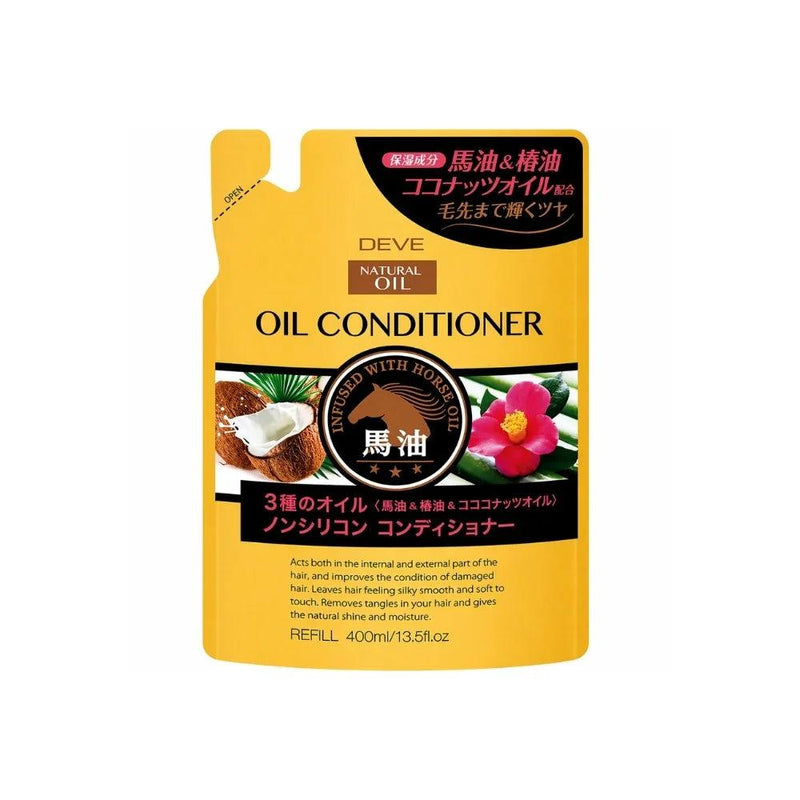 Deve 3 Natural Oil (Horse / Camellia / Coconut Oil) Conditioner Refill 400ml