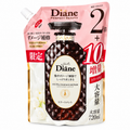 A large refill pouch (2X+10%) of Moist Diane Perfect Beauty Extra Damage Repair Shampoo, featuring Japanese text, red and gold accents, and a white rose graphic at the bottom left—ideal for use with your favorite sulfate-free conditioner or other Japanese haircare essentials.